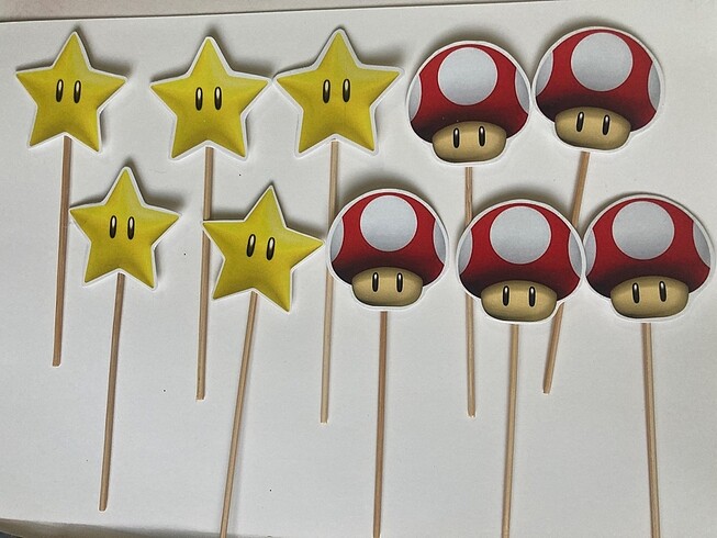 Süper Mario mantar ve yıldız parti süs
