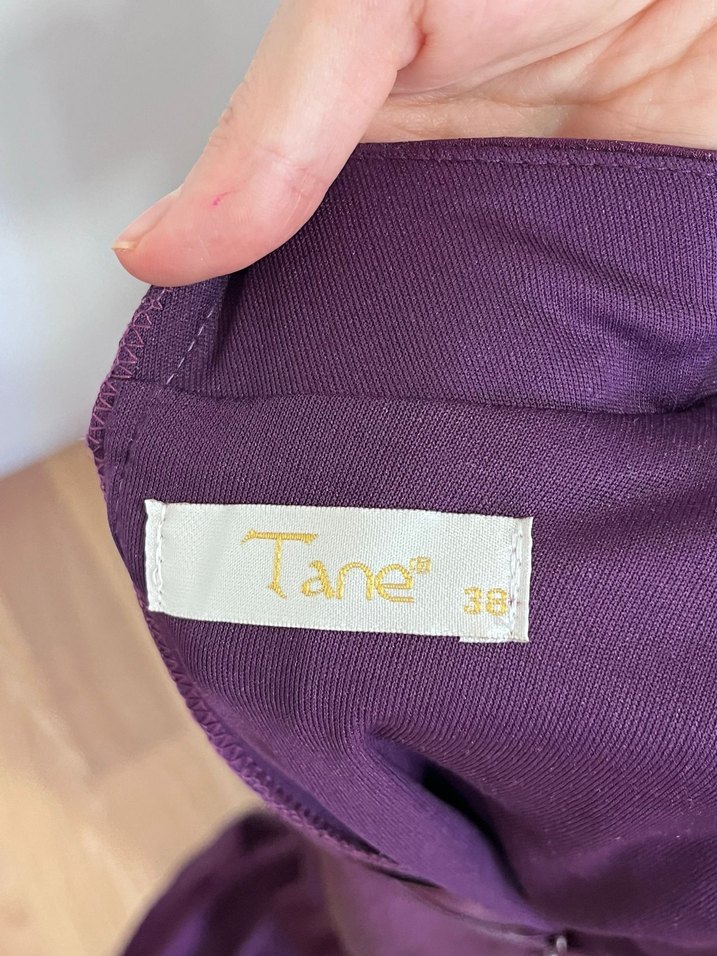 Mor Uzun Kollu Yüksek Yakalı Uzun Elbise - Görsel 5