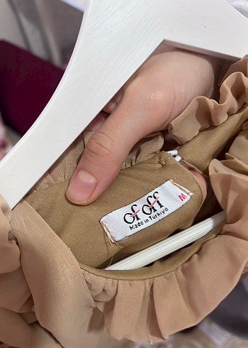 Bej Uzun Şifon Elbise - Görsel 2