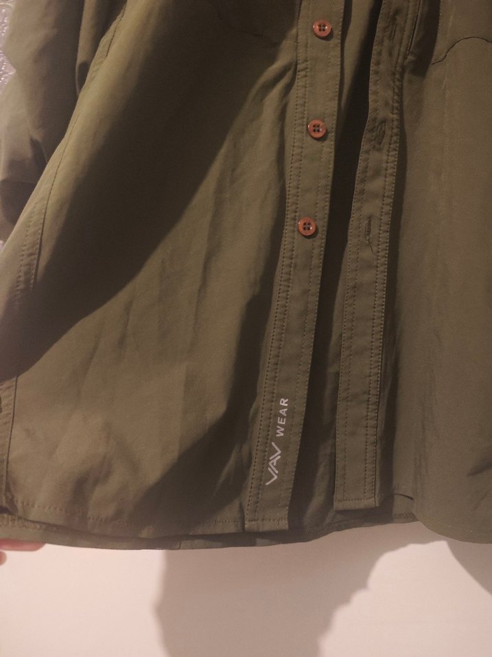 Kadın Haki Düğmeli Keten Gömlek - Görsel 3