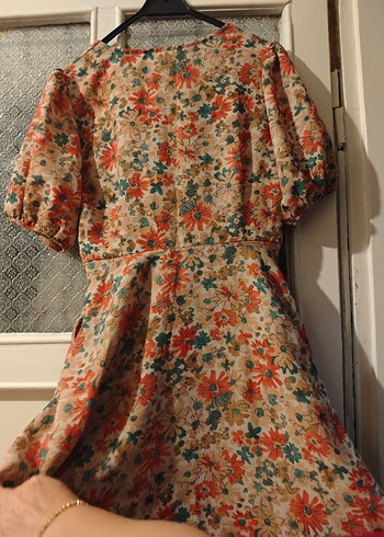 Bohem Çiçek Desenli V Yakalı Uzun Elbise - Görsel 4