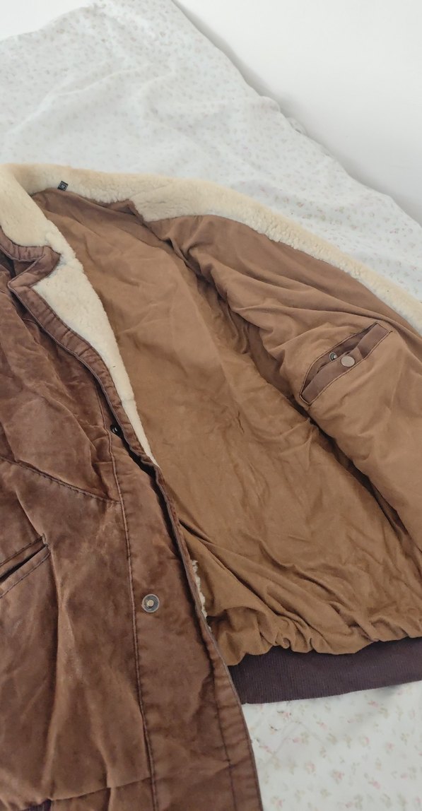 Kürk Detaylı Süet Kahverengi  Kaban - Görsel 3