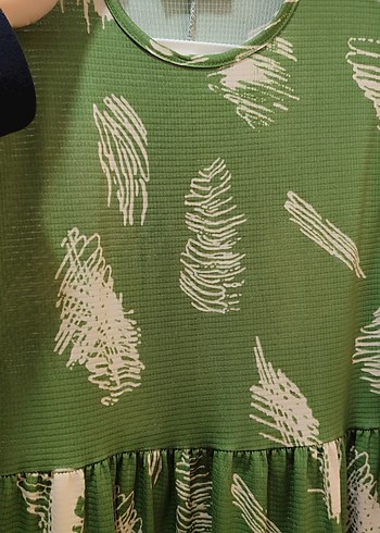 Yeşil Uzun Kollu Piliseli Kadın Elbise - Görsel 3