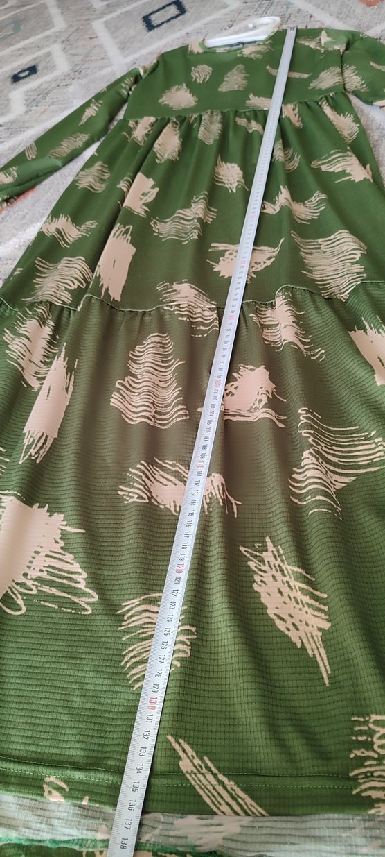 Yeşil Uzun Kollu Piliseli Kadın Elbise - Görsel 5