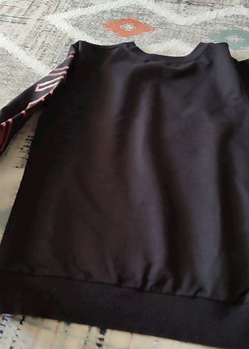 Siyah Baskılı Oversize Kız Çocuk  Sweatshirt - Görsel 3