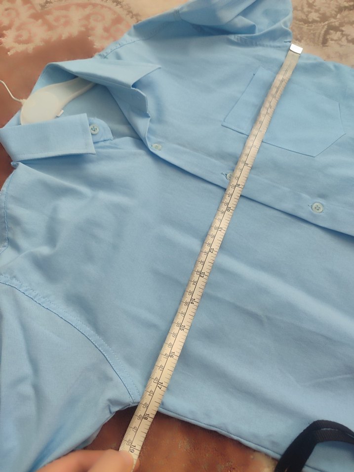 Mavi Keten Çocuk Gömlek - Görsel 4