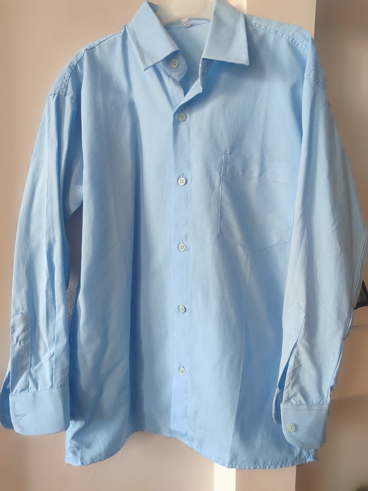 Mavi Keten Çocuk Gömlek - Görsel 2