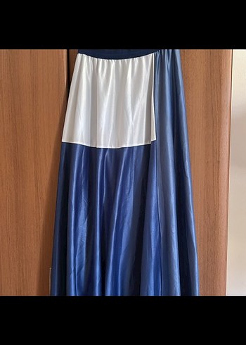 Mavi Beyaz Uzun Kadın Etek - Görsel 5