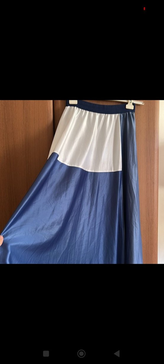 Mavi Beyaz Uzun Kadın Etek - Görsel 2