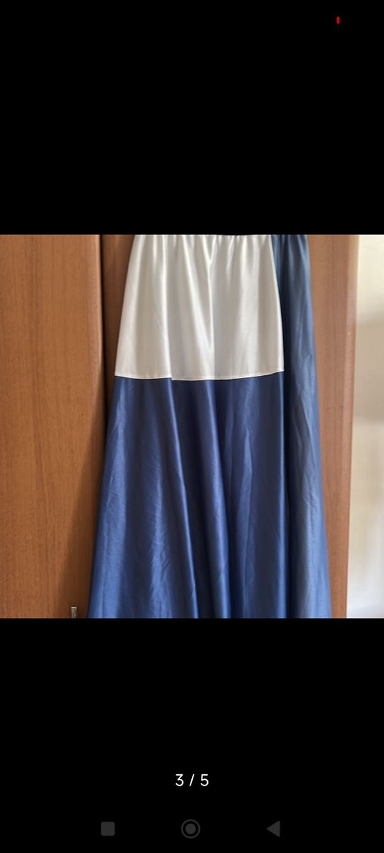 Mavi Beyaz Uzun Kadın Etek - Görsel 3