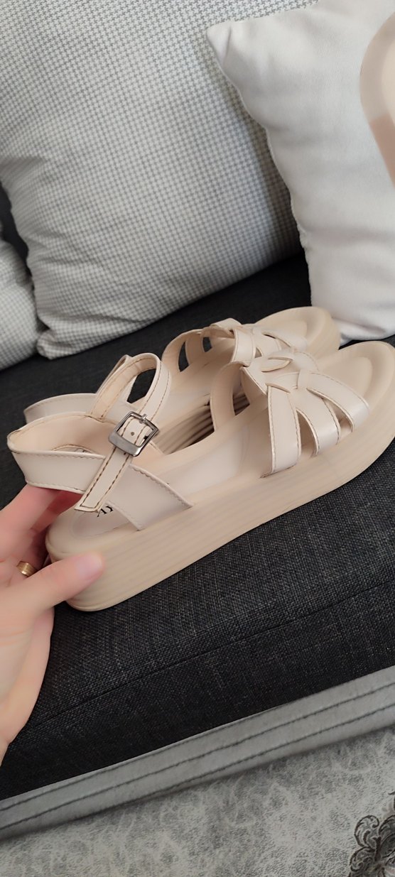 Krem  Dolgu Topuklu Kadın Sandalet - Görsel 2