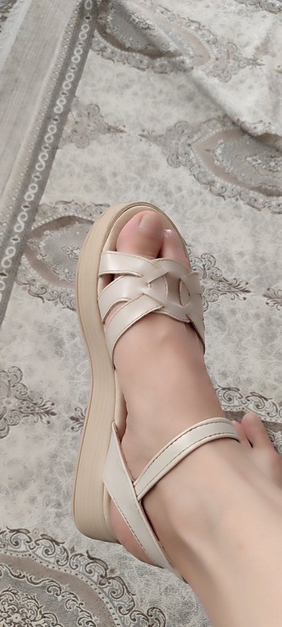 Krem  Dolgu Topuklu Kadın Sandalet - Görsel 5