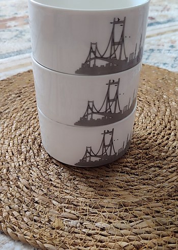 Gri İstanbul Silüetli Porselen Kase - Görsel 4