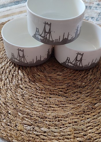 Gri İstanbul Silüetli Porselen Kase - Görsel 2