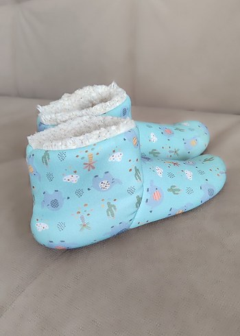 Mavi Baskılı Erkek Çocuk Sıcak Panduf - Görsel 2