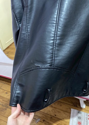 Zara Siyah Deri Biker Ceket - Görsel 3