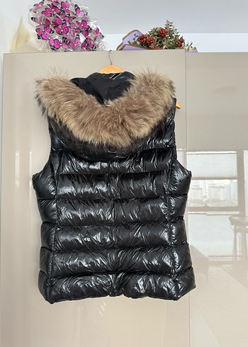 Kürklü Siyah Kadın Şişme Yelek - Görsel 3