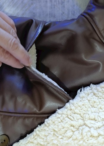 Kürklü Kahverengi Deri Kadın Ceket - Görsel 8