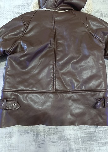 Kürklü Kahverengi Deri Kadın Ceket - Görsel 5