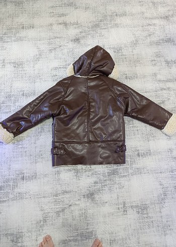 Kürklü Kahverengi Deri Kadın Ceket - Görsel 4