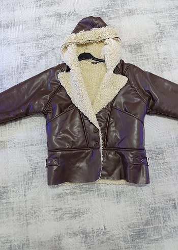 Kürklü Kahverengi Deri Kadın Ceket - Görsel 2