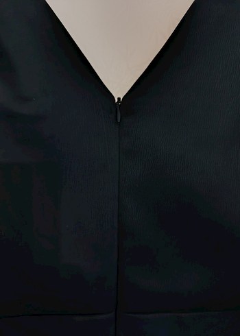 Siyah V Yakalı Uzun Kadın Abiye Elbise - Görsel 13