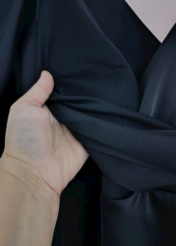 Siyah V Yakalı Uzun Kadın Abiye Elbise - Görsel 7