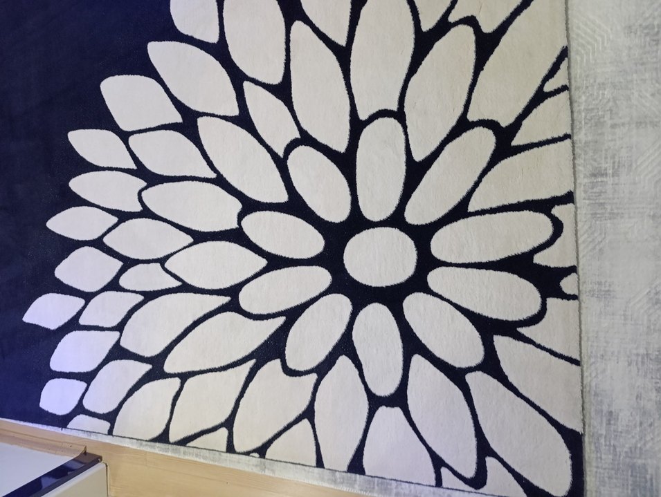 Siyah Beyaz Çiçek Desenli Modern Halı 6 m2 - Görsel 2