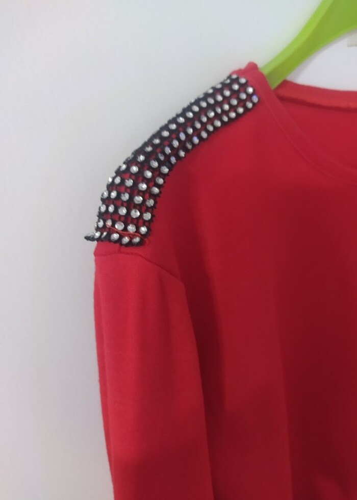 Penye kırmızı bluz - Görsel 4