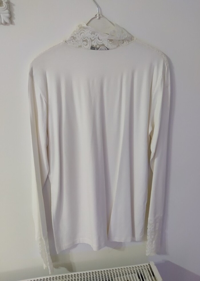 Krem gibi kırık beyaz gibi penye bluz - Görsel 2