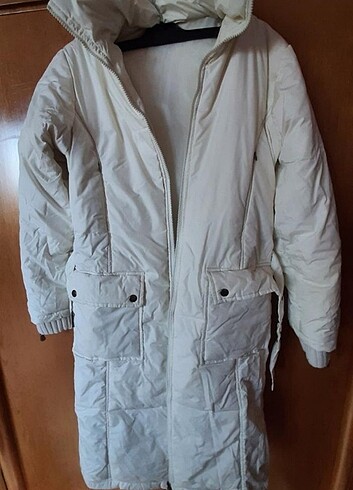 SEMPRE MARKA beyaz, ici tüy dolu, manto. L.  - Görsel 4