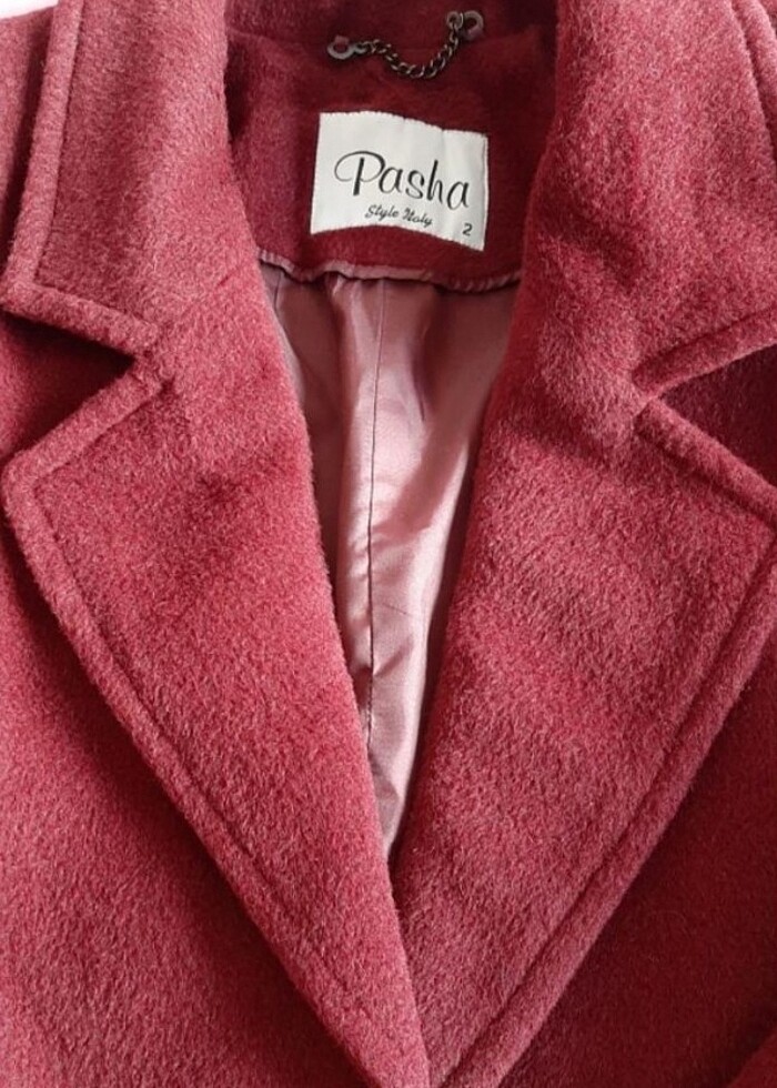 Pasha marka. Bordo, Xl. kaşe, uzun, yeni, hiç kullanılmamış palt - Görsel 2