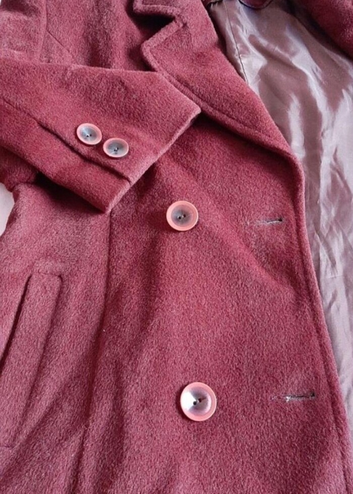 Pasha marka. Bordo, Xl. kaşe, uzun, yeni, hiç kullanılmamış palt - Görsel 3