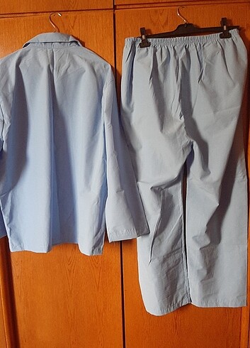 Erkek Pamuklu pijama takımı.  3 beden. açık mavi yeni - Görsel 12