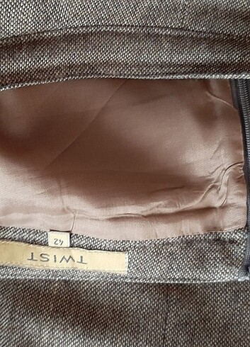 Twist marka 42 beden yünlü etek. kahverengi krem rengi Kumlu kum - Görsel 5