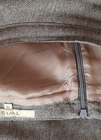 Twist marka 42 beden yünlü etek. kahverengi krem rengi Kumlu kum - Görsel 7