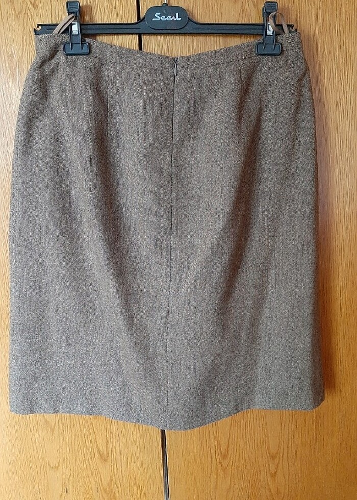 Twist marka 42 beden yünlü etek. kahverengi krem rengi Kumlu kum - Görsel 3