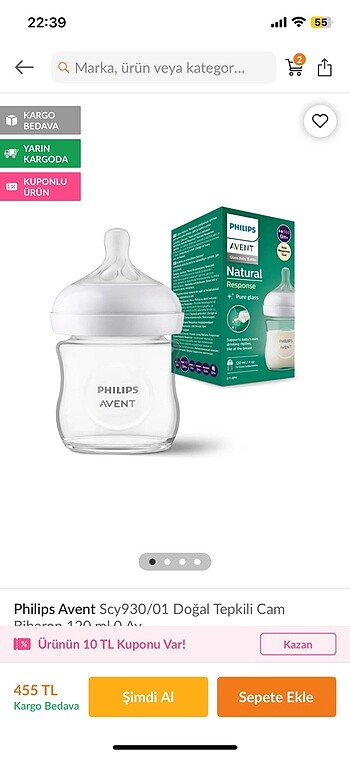 Philips Avent cam biberon