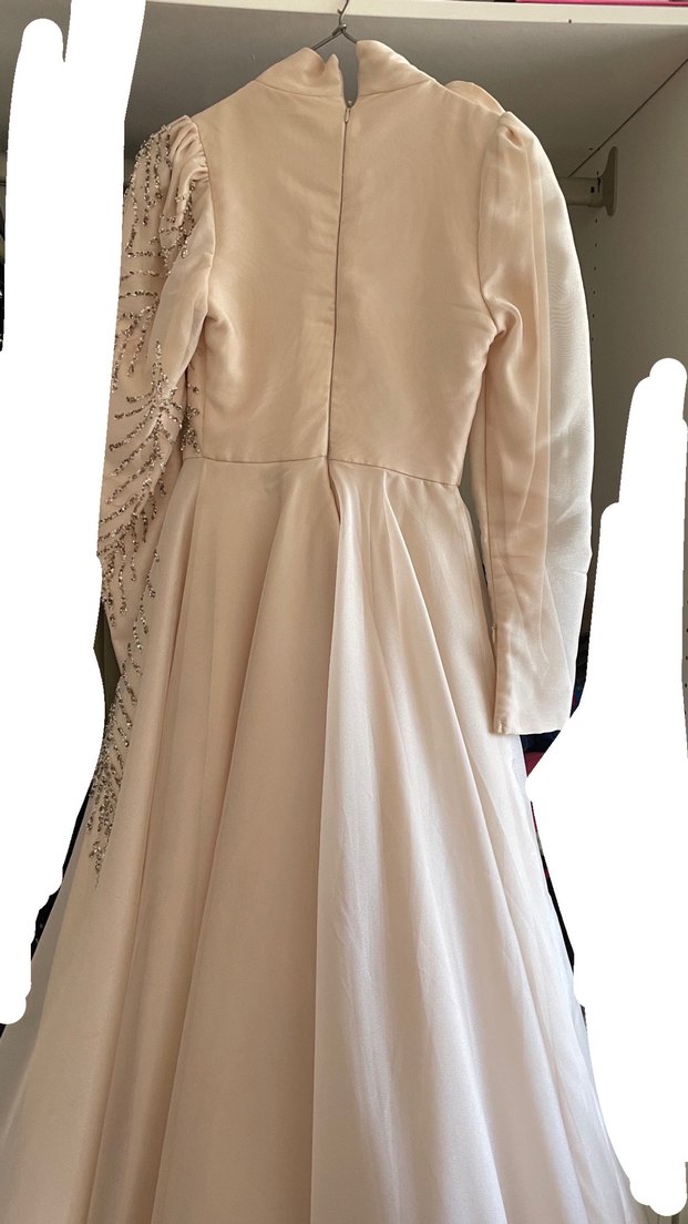 Krem tesettür Abiye - Görsel 5