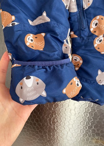 Kürklü Kapüşonlu Erkek Bebek Kış Tulumu astronot mont - Görsel 2