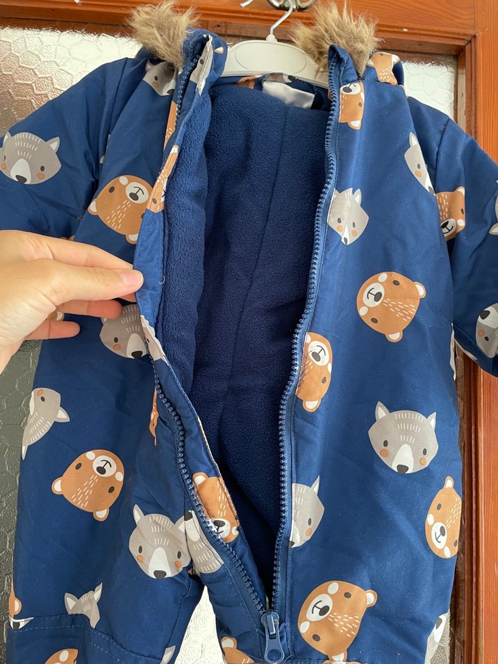 Kürklü Kapüşonlu Erkek Bebek Kış Tulumu astronot mont - Görsel 5