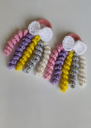 Renkli Örgü Bohem Çocuk Saç Tokası - Görsel 2