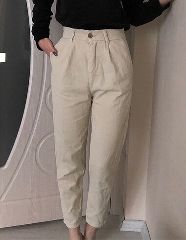 Krem Keten Pantolon