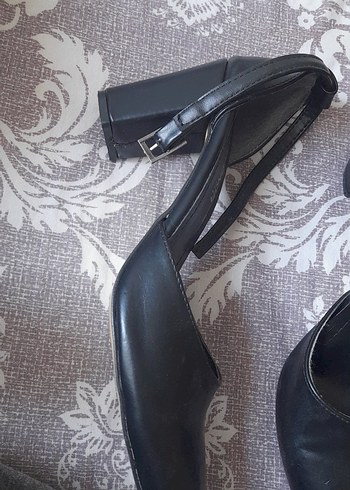 Diğer Siyah Bağcıklı Stiletto Topuklu Kadın Ayakkabı