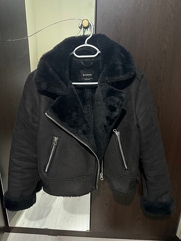 Stradivarius içi kürklü biker mont