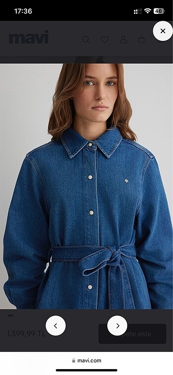 l Beden mavi Renk MAVİ Bertina Denim Elbise