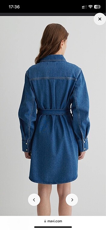 l Beden MAVİ Bertina Denim Günlük Elbise