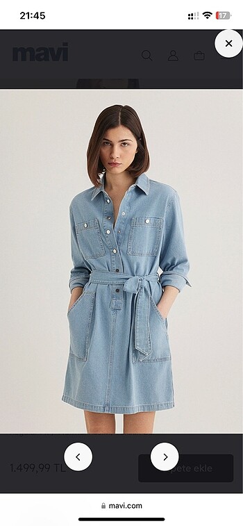 m Beden MAVİ Bridget Denim Günlük Elbise