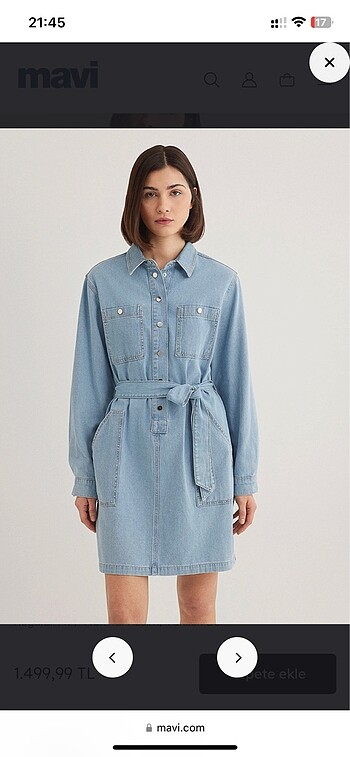 m Beden mavi Renk MAVİ Bridget Denim Günlük Elbise