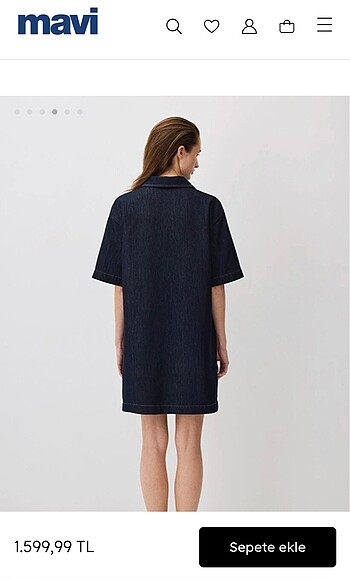 s Beden lacivert Renk MAVİ Madelyn Denim Elbise